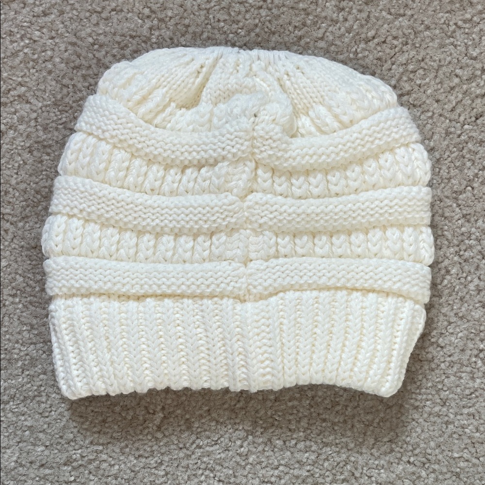C.C Women’s Ivory Knit Beanie - Picture 2 of 4
